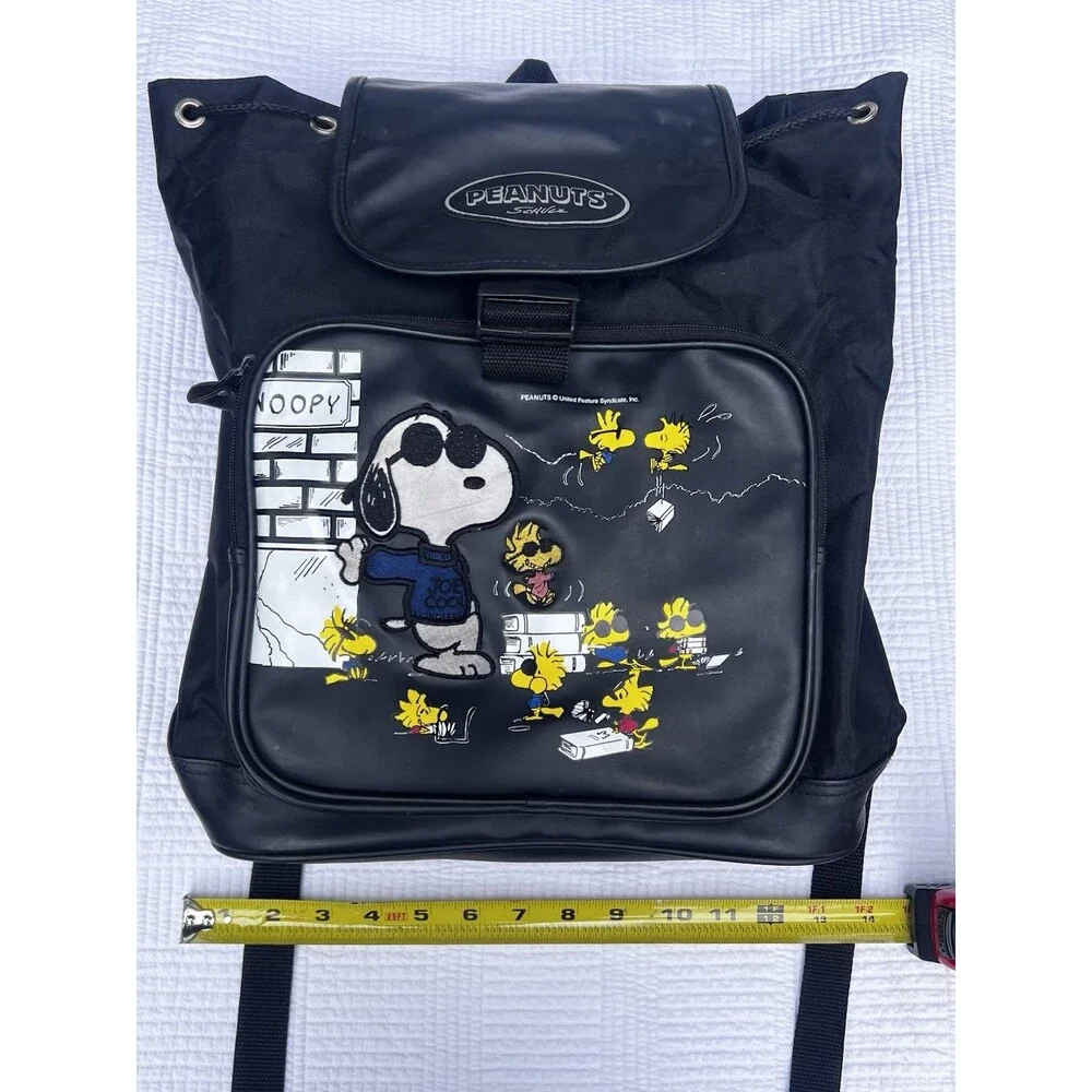 1999 Peanuts Joe Cool Snoopy & Woodstock Backpack Y2K Vintage Book Bag